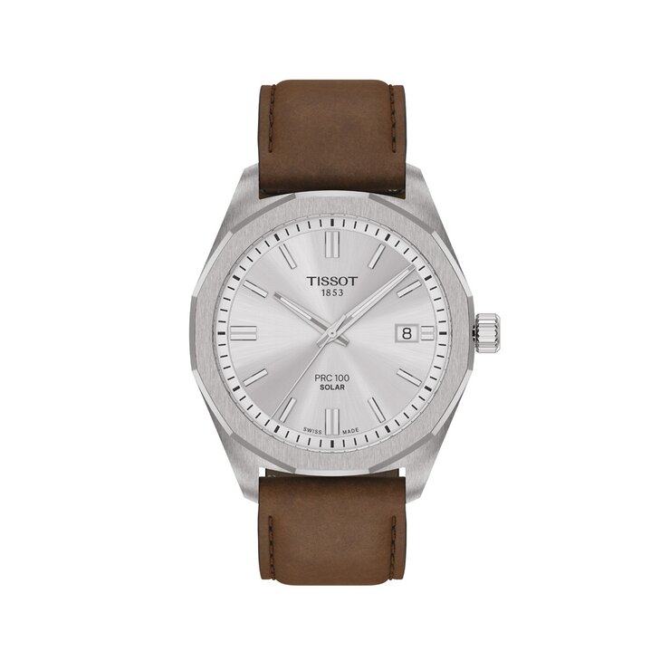 Tissot horloge met een kast in staal, met een wijzerplaat in het zilver en een diameter van 39