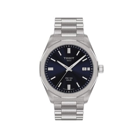 Tissot horloge met een kast in staal, met een wijzerplaat in het blauw en een diameter van 39