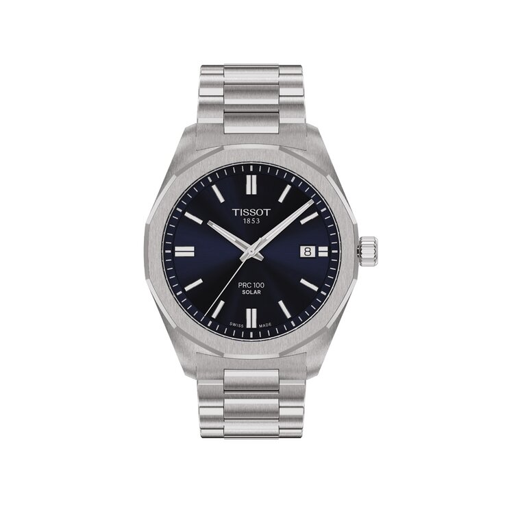 Tissot horloge met een kast in staal, met een wijzerplaat in het blauw en een diameter van 39