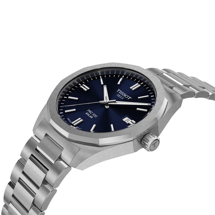 Tissot horloge met een kast in staal, met een wijzerplaat in het blauw en een diameter van 39
