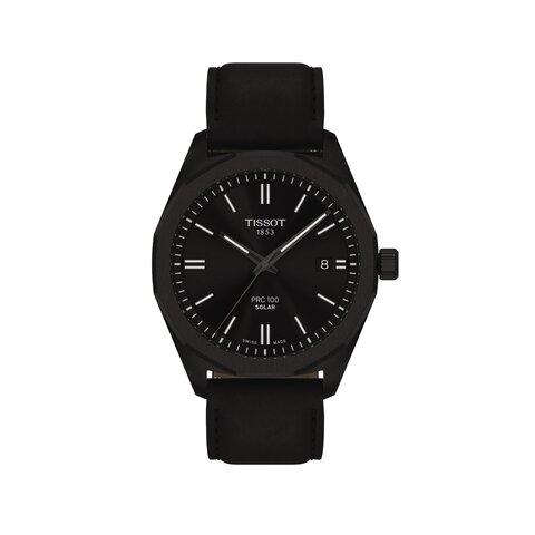 Tissot horloge met een kast in staal, met een wijzerplaat in het zwart en een diameter van 39