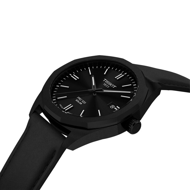 Tissot horloge met een kast in staal, met een wijzerplaat in het zwart en een diameter van 39