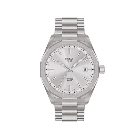 Tissot horloge met een kast in staal, met een wijzerplaat in het zilver en een diameter van 39 mm