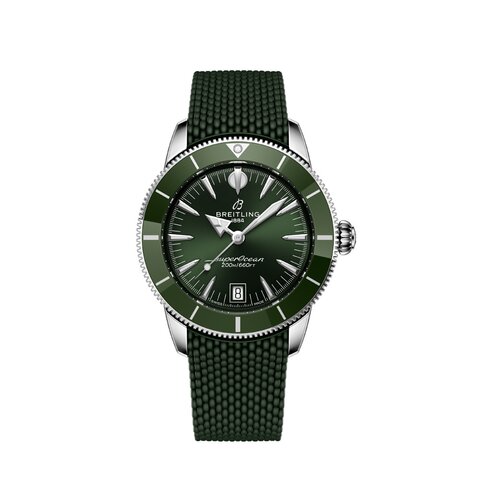 montre Breitling avec un boîtier en keramiek op staal, un cadran vert et un diamètre de 40