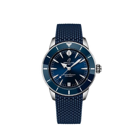montre Breitling avec un boîtier en keramiek op staal, un cadran bleu et un diamètre de 36