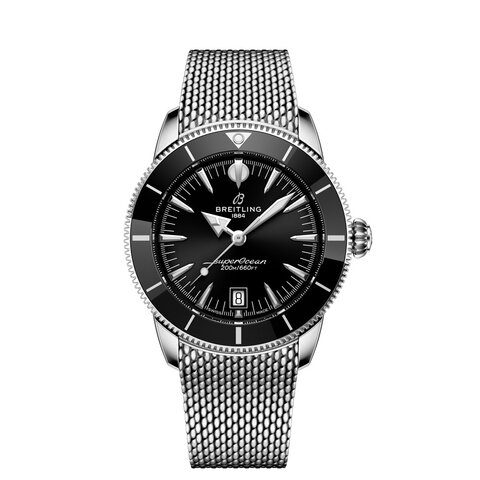 montre Breitling avec un boîtier en keramiek op staal, un cadran noir et un diamètre de 42