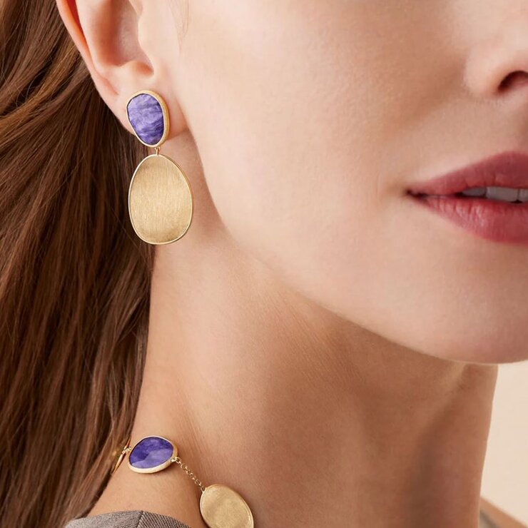 boucles d'oreilles Marco Bicego en or jaune 18 ct avec charoite