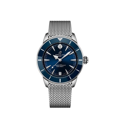 montre Breitling avec un boîtier en keramiek op staal, un cadran bleu et un diamètre de 36
