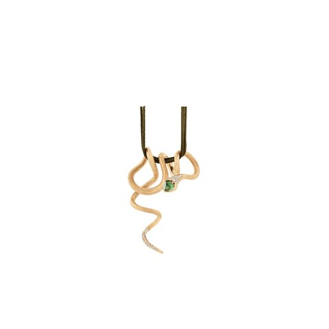 pendentif Ole Lynggaard en or jaune 18 ct avec tourmaline vert entouré de briljants de 0,19 karaat