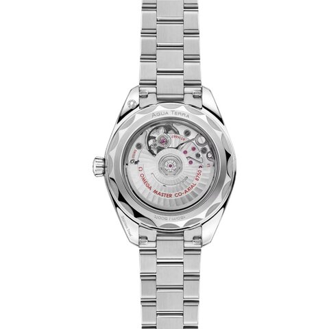 Omega horloge met een kast in staal, met een wijzerplaat in het blauw en een diameter van 30 mm