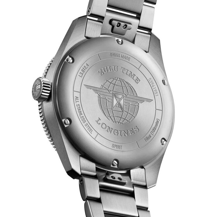 Longines horloge met een kast in keramiek op staal, met een wijzerplaat in het zwart en een diameter van 42