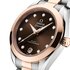 Omega horloge met een kast in rosé goud op staal, met een wijzerplaat in het bruin met briljant en een diameter van 30 - thumb