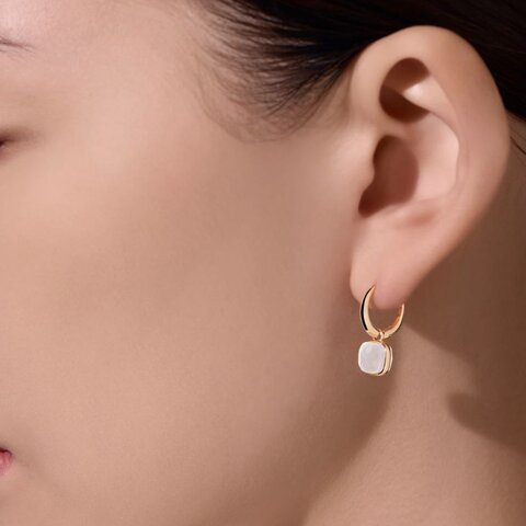 boucles d'oreilles Pomellato en or rose 18 ct avec quartz blanc