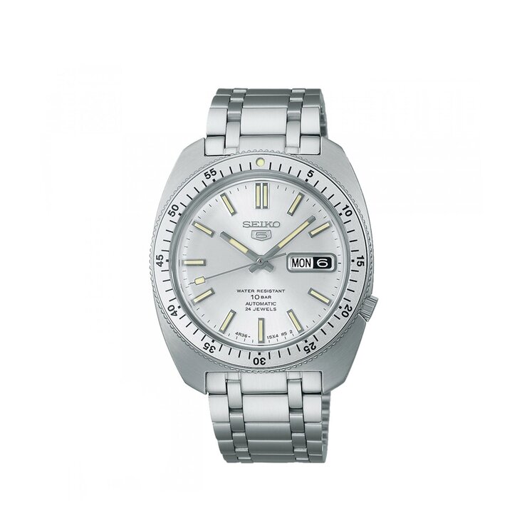 Seiko horloge met een kast in staal, met een wijzerplaat in het zilver en een diameter van 38
