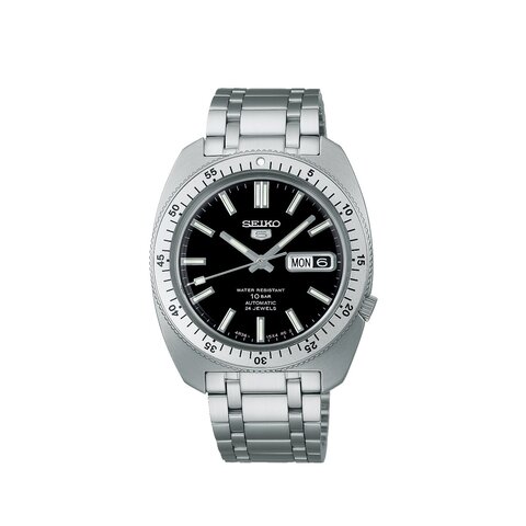 Seiko horloge met een kast in staal, met een wijzerplaat in het zwart en een diameter van 38