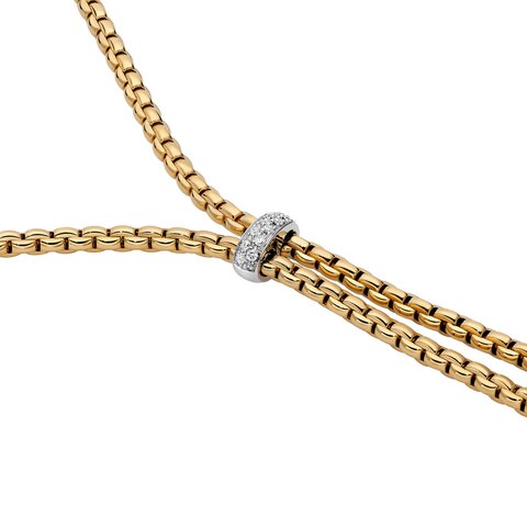 collier Fope en or jaune 18 ct avec brillant de 0.10 carat