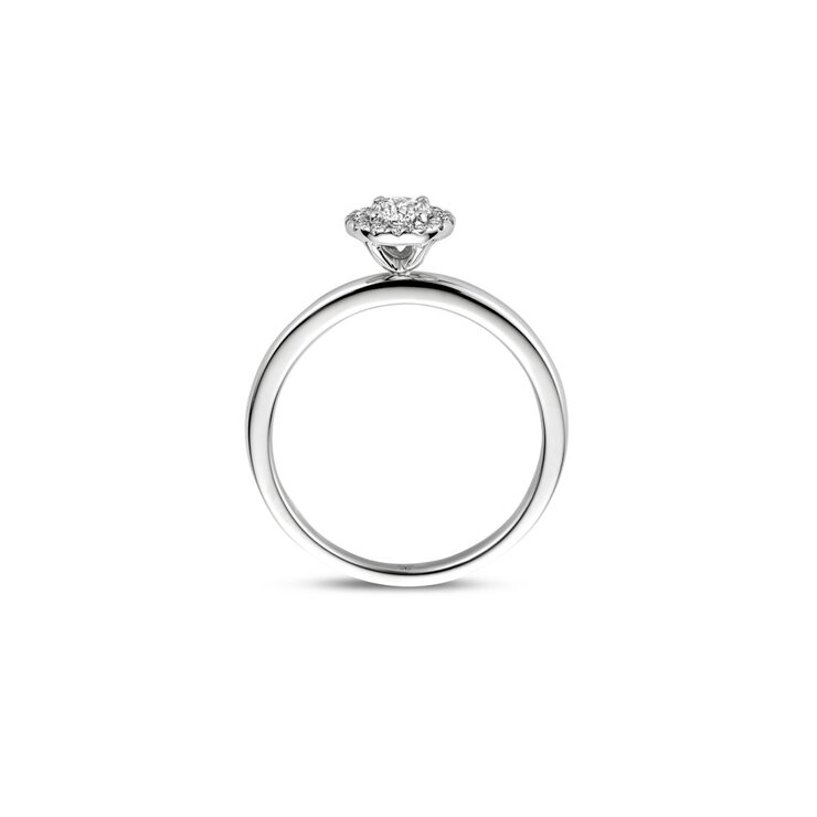bague de fiançailles The Exclusive Collection en or blanc 18 ct avec brillant (diamant rond) de 0.30 carat comme pierre principale entouré de briljants de 0,09 karaat