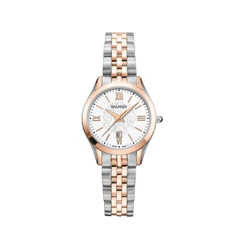 Balmain horloge met een kast in rosé pvd-coating op staal, met een wijzerplaat in het wit en een diameter van 30