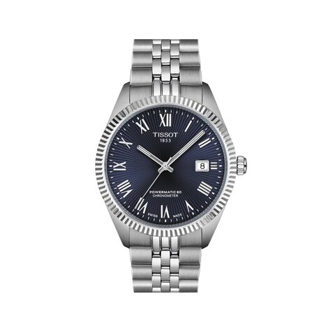montre Tissot avec un boîtier en acier, un cadran bleu et un diamètre de 39 mm