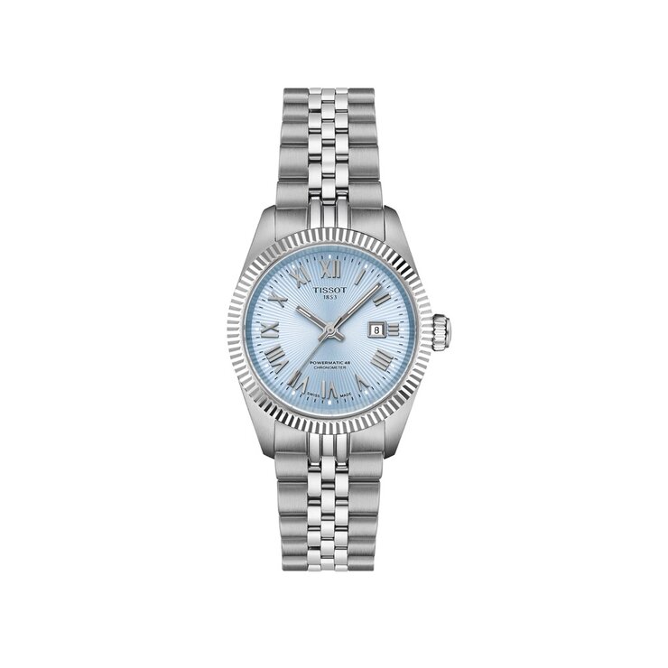 Tissot horloge met een kast in staal, met een wijzerplaat in het blauw en een diameter van 30 mm