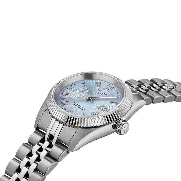 Tissot horloge met een kast in staal, met een wijzerplaat in het blauw en een diameter van 30 mm