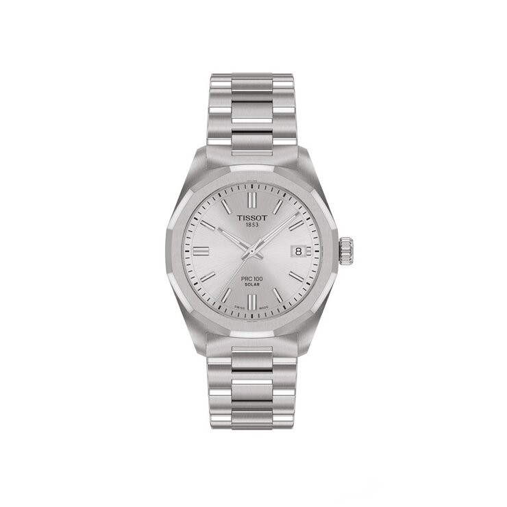 Tissot horloge met een kast in staal, met een wijzerplaat in het zilver en een diameter van 34 mm