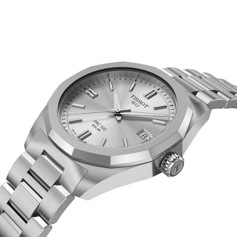 Tissot horloge met een kast in staal, met een wijzerplaat in het zilver en een diameter van 34 mm