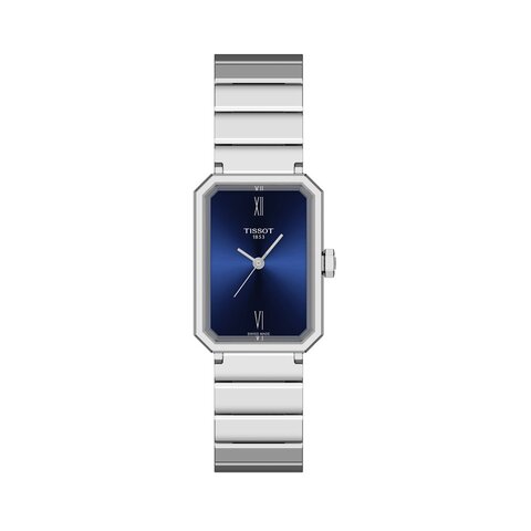 Tissot horloge met een kast in staal en een wijzerplaat in het blauw
