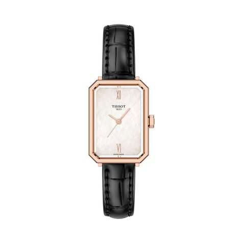 montre Tissot avec un boîtier en revêtement pvd rose et un cadran nacre