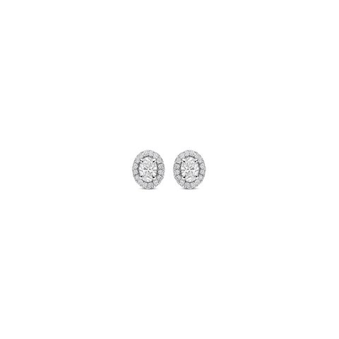 The Exclusive Collection oorringen in wit goud 18kt met ovalen diamant van 0,43 karaat als hoofdsteen omringd door briljanten van 0,31 karaat