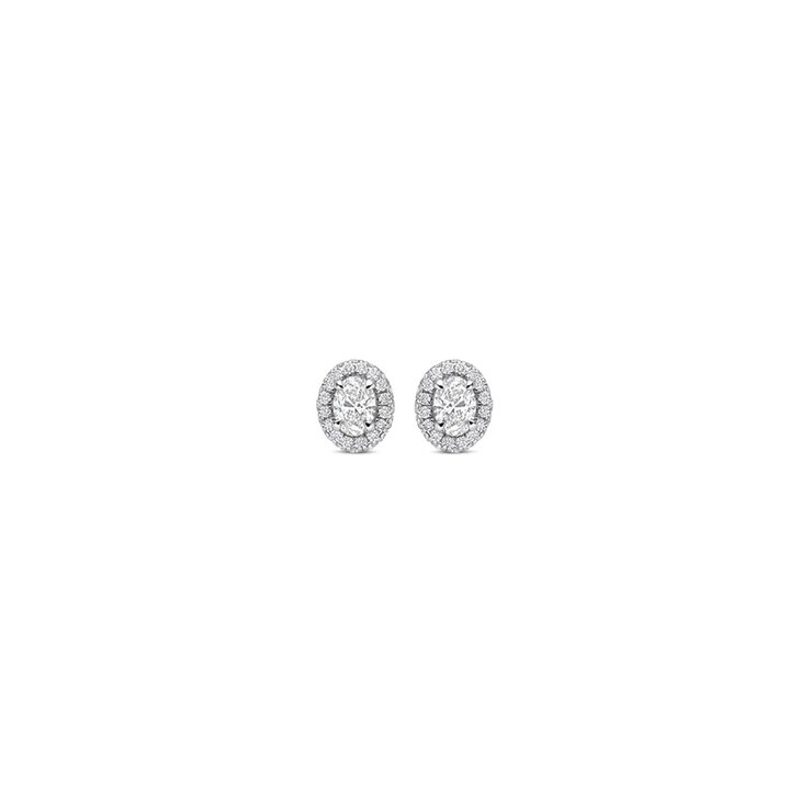 The Exclusive Collection oorringen in wit goud 18kt met ovalen diamant van 0,43 karaat als hoofdsteen omringd door briljanten van 0,31 karaat