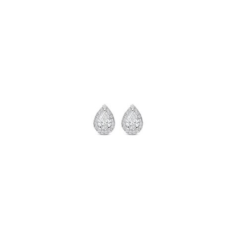The Exclusive Collection oorringen in wit goud 18kt met peervormige diamant van 0,42 karaat als hoofdsteen omringd door briljanten van 0,25 karaat