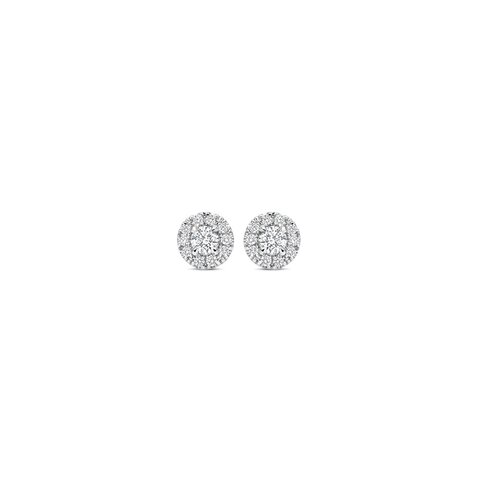 The Exclusive Collection oorringen in wit goud 18kt met briljant (ronde diamant) van 0,30 karaat als hoofdsteen omringd door briljanten van 0,15 karaat