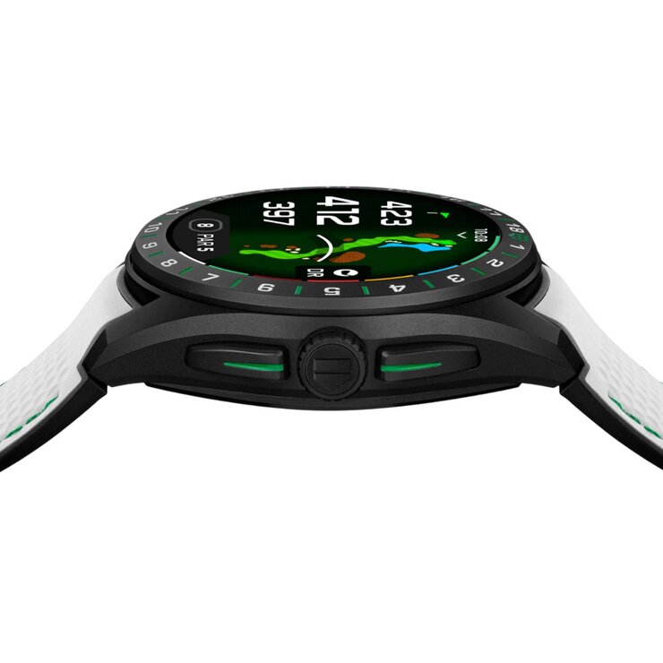 TAG Heuer horloge met een kast in titanium, met een wijzerplaat in het zwart en een diameter van 45 mm