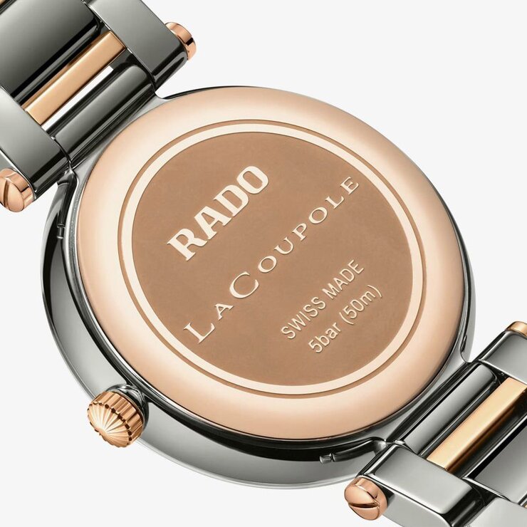 Rado horloge met een kast in keramiek, met een wijzerplaat in het grijs met briljant en een diameter van 31 mm