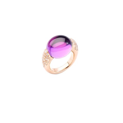 Pomellato ring in rosé goud 18kt met amethist omringd door briljanten van 1,02 karaat