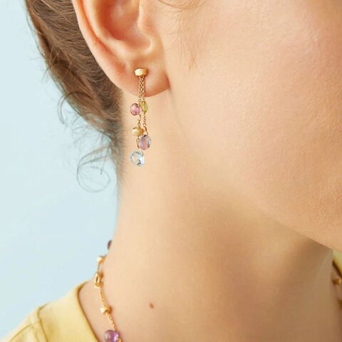 boucles d'oreilles Marco Bicego en or jaune 18 ct avec pierres précieuses multicolores