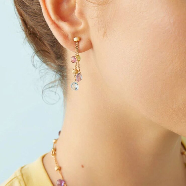 Marco Bicego oorringen in geel goud 18kt met edelstenen multicolor