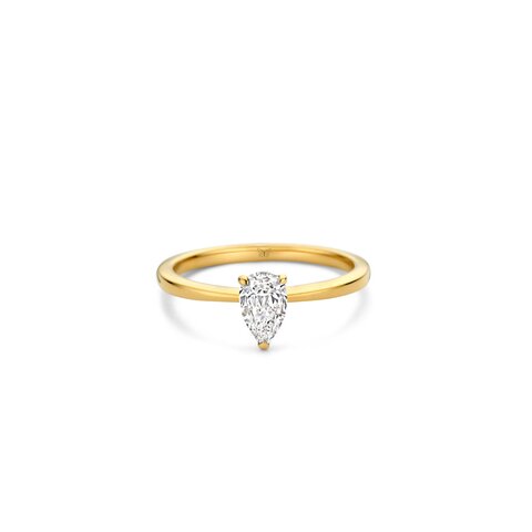 bague de fiançailles The Exclusive Collection en or jaune 18 ct avec diamant en forme de poire de 0.5 carat