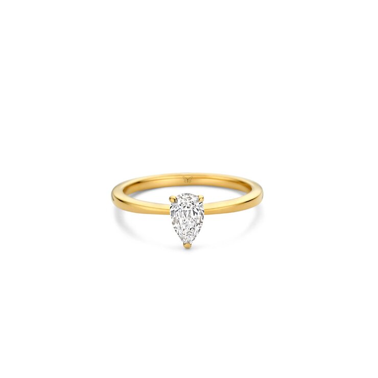 bague de fiançailles The Exclusive Collection en or jaune 18 ct avec diamant en forme de poire de 0.5 carat
