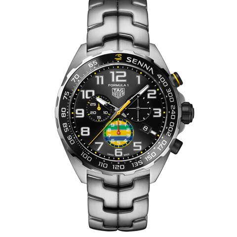 TAG Heuer horloge met een kast in staal, met een wijzerplaat in het zwart en een diameter van 43 mm