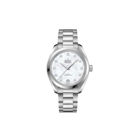 Omega horloge met een kast in staal, met een wijzerplaat in het parelmoer met  briljant en een diameter van 30 mm