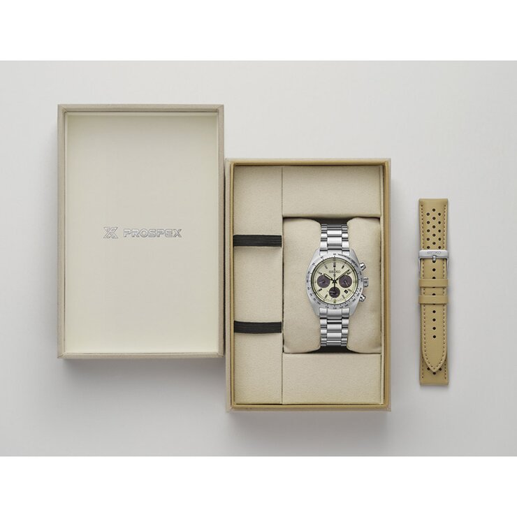 Seiko horloge met een kast in staal, met een wijzerplaat in het beige en een diameter van 39 mm