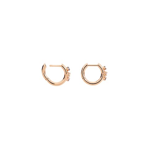 boucles d'oreilles DoDo en or rose 9 ct avec saphir entouré de briljants de 0,08 karaat