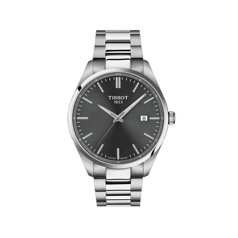montre Tissot avec un boîtier en acier, un cadran gris et un diamètre de 40 mm