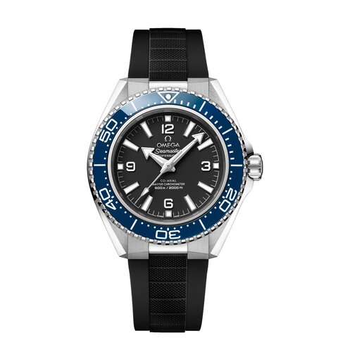 Omega horloge met een kast in keramiek op staal, met een wijzerplaat in het zwart en een diameter van 42 mm