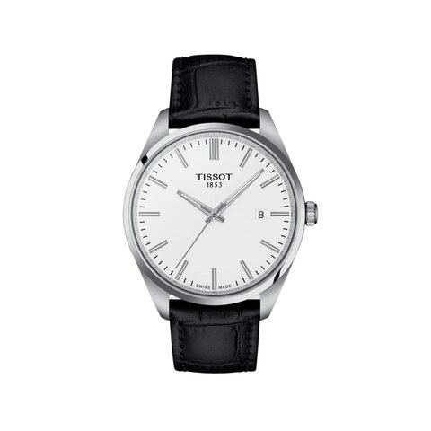 Tissot horloge met een kast in staal, met een wijzerplaat in het wit en een diameter van 40 mm