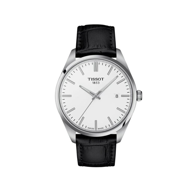 Tissot horloge met een kast in staal, met een wijzerplaat in het wit en een diameter van 40 mm