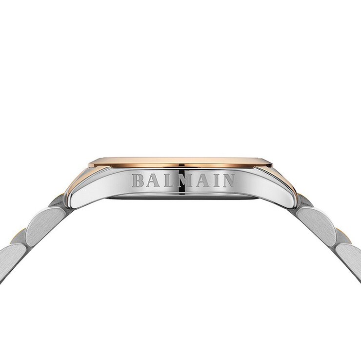 Balmain horloge met een kast in rosé pvd-coating op staal, met een wijzerplaat in het rosé met briljant en een diameter van 30 mm