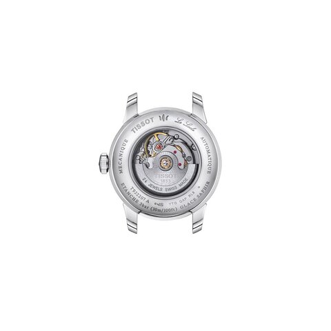 Tissot horloge met een kast in rosé goud op staal, met een wijzerplaat in het zilver met briljant en een diameter van 29 mm
